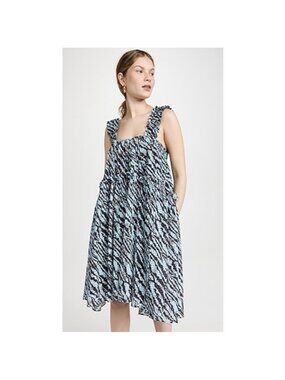 Brogger tent tiered dress in blue zebra